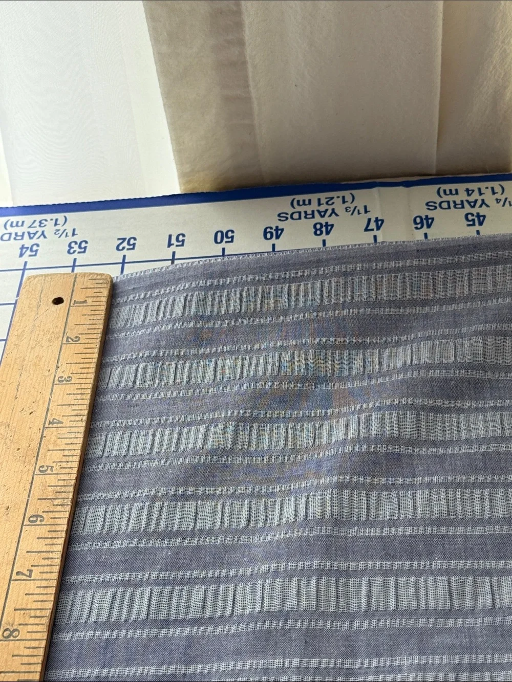 Vintage Blue Gray Yarn-Dyed Woven Stripe Cotton Fabric 1 1/3 Yards x 44”